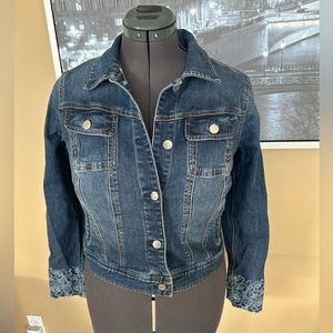 Lauren Ralph Lauren Jean jacket with baby blue embroidery on sleeves